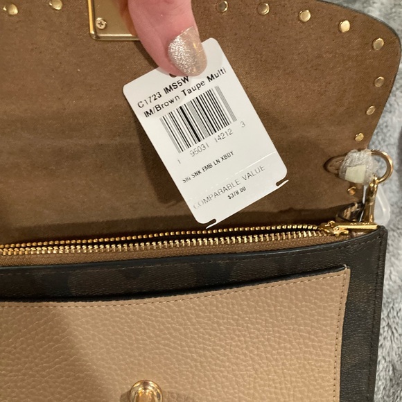 Coach 1941 lane snakeskin color block with rivets crossbody bag and jade wallet - Picture 6 of 13